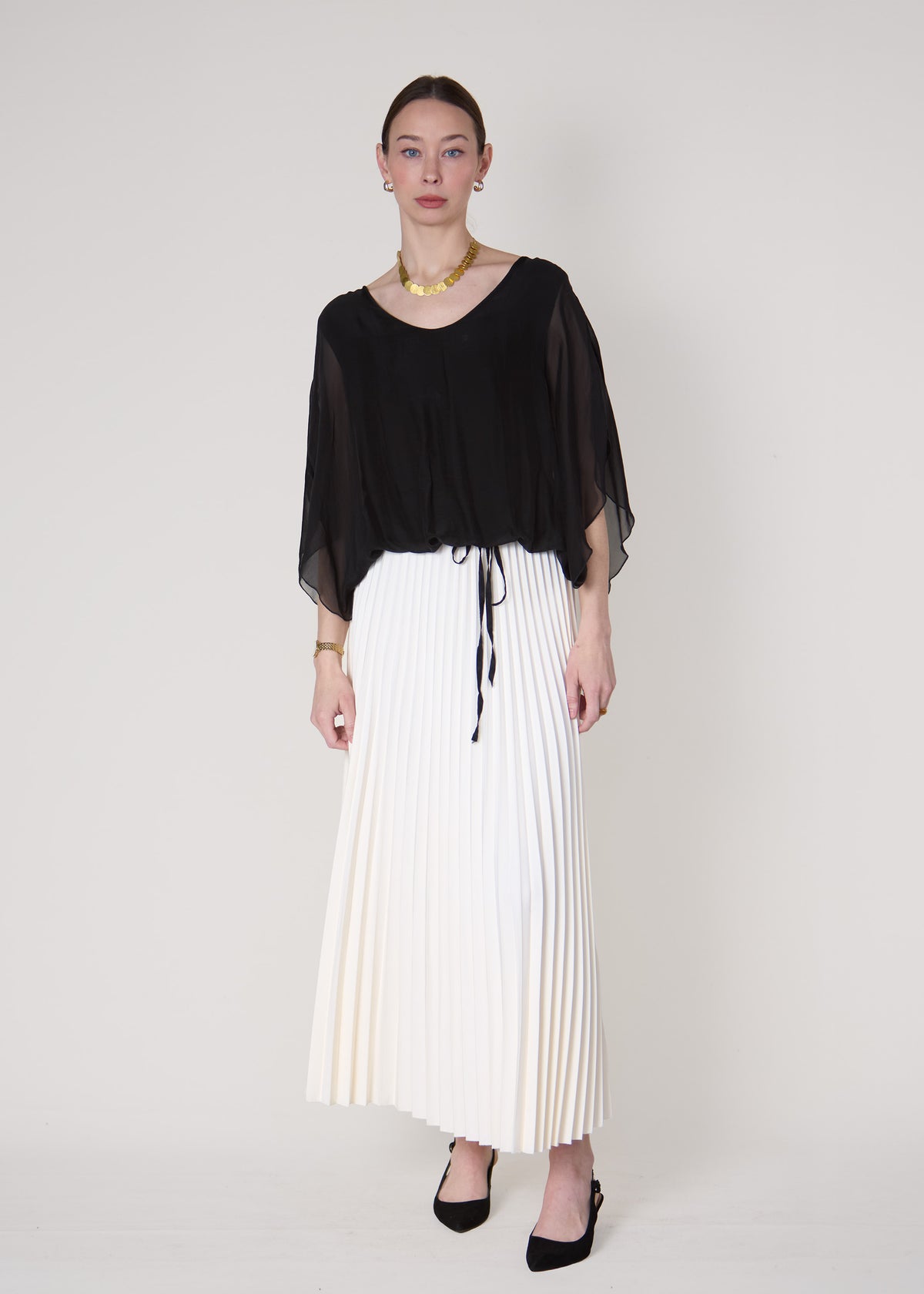 Made in Italy Black Chiffon Blouse
